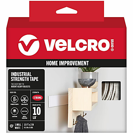 VELCRO&reg; Brand Industrial Strength Velcro Self Stick Tape, 2" x 15', White