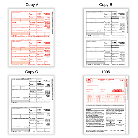 ComplyRight™ 1099-MISC Tax Forms, 4-Part, 2-Up, Copies A/B/C, Laser, 8-1/2" x 11", Pack Of 25 Form Sets