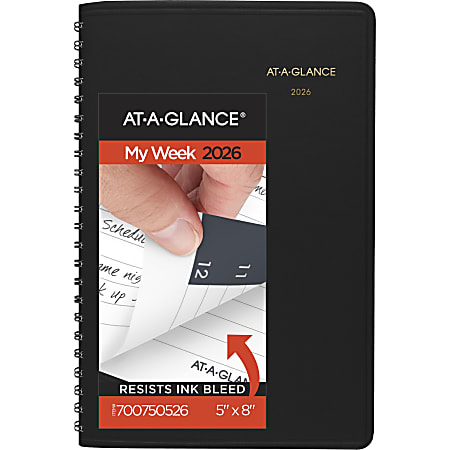 AT-A-GLANCE® 2026 Weekly Appointment Book Planner, Black, Small, 5" x 8"