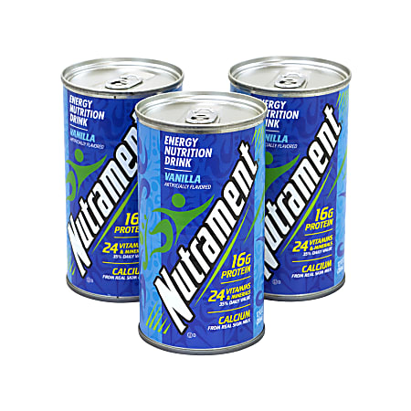 Nutrament Energy Nutrition Drinks, Vanilla, 12 Oz, Pack Of 12 Cans