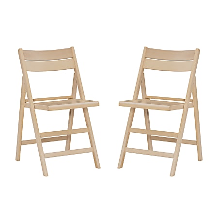 Linon Kallun Folding Chairs, Natural, Set Of 2 Chairs