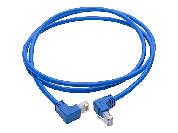 Tripp Lite Cat6 UTP Patch Cable, Up-Angle Male/Down-Angle Male - 5 ft., Blue - First End: 1 x RJ-45 Male Network - Second End: 1 x RJ-45 Male Network - 128 MB/s - Patch Cable - Blue