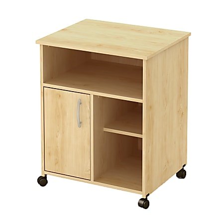 South Shore Axess Laminate Printer Cart On Wheels Natural Maple