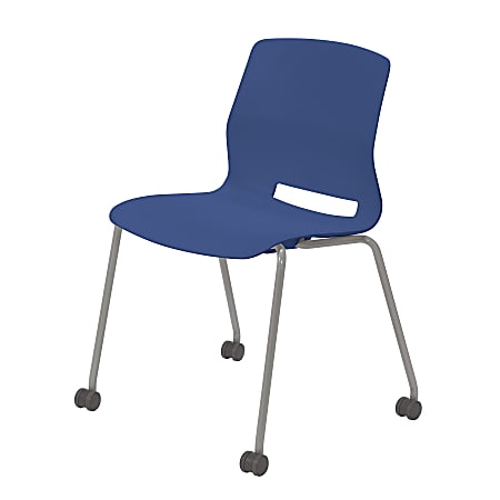 KFI Studios Imme Stack Chair With Caster Base, Navy/Silver
