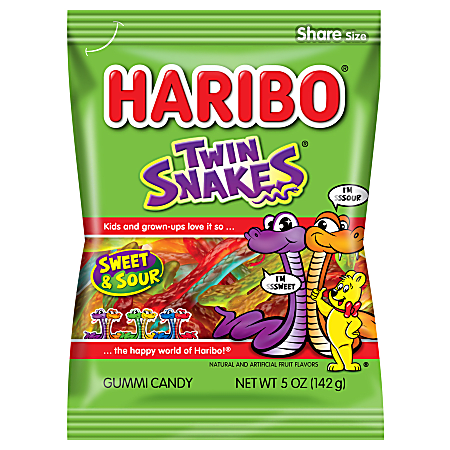 Haribo Twin Snakes Gummy Candy, 5 Oz