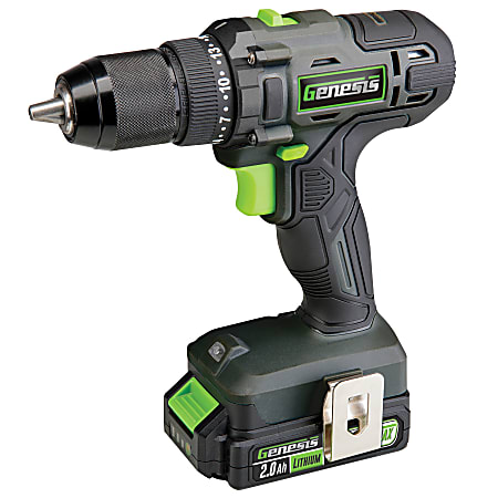 Genesis™ Li-Ion 20-Volt 2-Speed Cordless Drill Driver, 1/2", Black/Gray/Green
