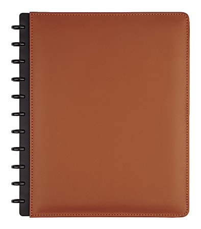 TUL® Discbound Notebook With Leather Cover, Letter Size, Narrow Ruled, 60 Sheets, Brown