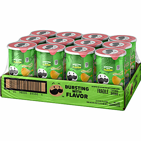 Pringles&reg; Sour Cream &amp; Onion Cans, 2.50 Oz, Carton Of 12 Cans