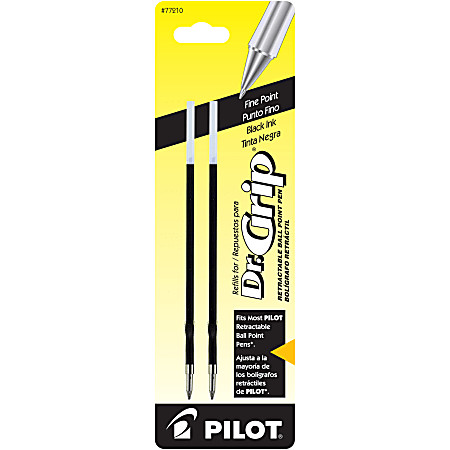 Pilot® Ballpoint Pen Refills, For Dr. Grip Retractable Pens, Fine Point, 0.7 mm, Black Ink, Pack Of 2