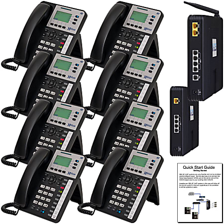 XBLUE® X25 VoIP Phone System With 8 X3030 IP Phones, Black