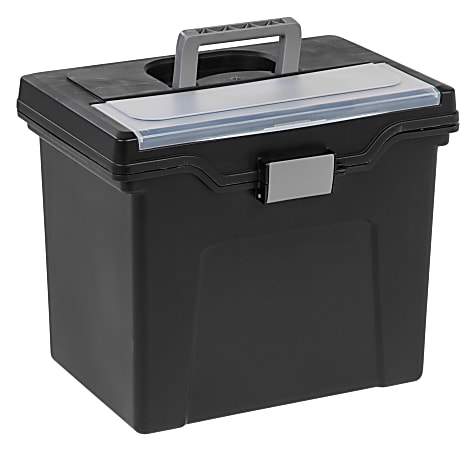 Iris Clear Letter-Size Portable File Box with Lid Organizer