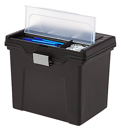 Office Depot Brand Mobile File Box, Large, Letter size, 11-5/8H x 13-13/6W x 10D, Clear/Blue