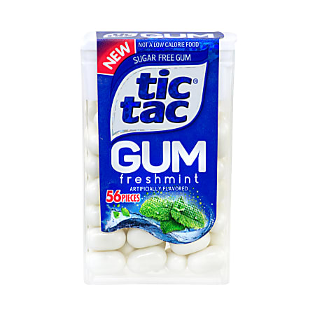 Tic Tac Sugar-Free Freshmint Gum, 56 Pieces Per Container, Pack Of 12 Containers