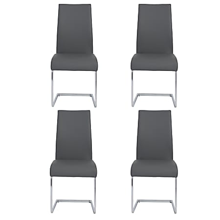 Eurostyle Epifania Dining Chairs, Gray/Chrome, Set Of 4 Chairs
