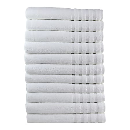 1888 Mills Naked Cotton/Tencel Modal Bath Towels, 30" x 56", White, Pack Of 24 Towels