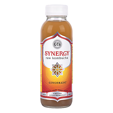 GT Synergy Organic Gingerade Kombucha, 10 Fl oz, Pack Of 12 Drinks