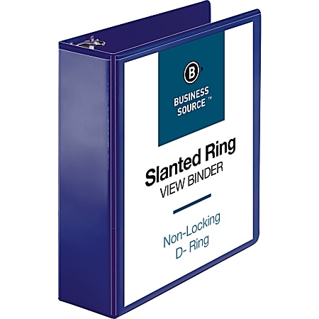 Business Source D-Ring View Binder, 3" Ring, 8 1/2" x 11", Navy