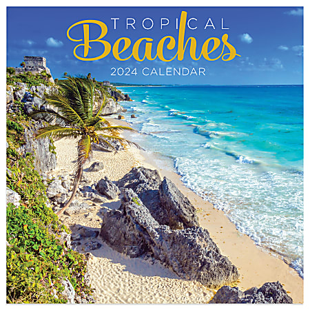 2024 TF Publishing Scenic Monthly Mini Wall Calendar, 7” x 7”, Tropical Beaches, January To December