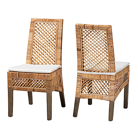bali & pari Argos Modern Bohemian Dining Chairs, White/Natural Brown, Set Of 2 Chairs