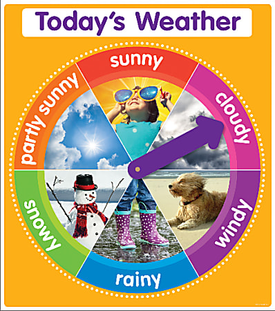 Scholastic Color Your Classroom Chart, Today's Weather, 17" x 22", Orange, Grades Pre K  6