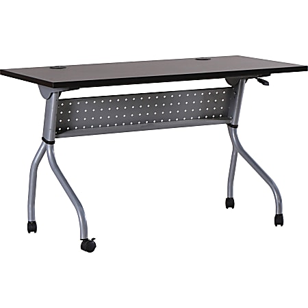 Lorell® Flip Top Training Table, 48"W, Espresso/Silver