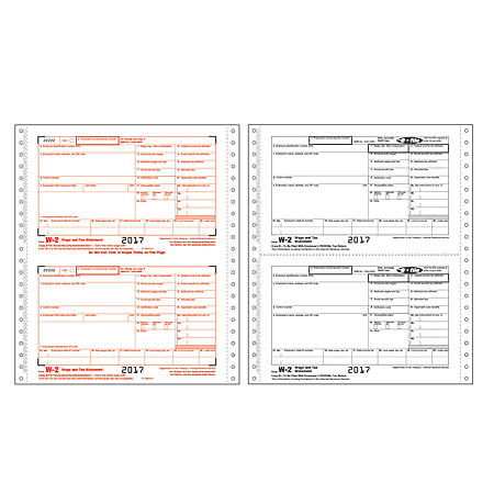 ComplyRight W-2 Continuous Tax Forms For 2017, Employee Combination Set, 6-Part, 9 1/2" x 11", Pack Of 100 Forms
