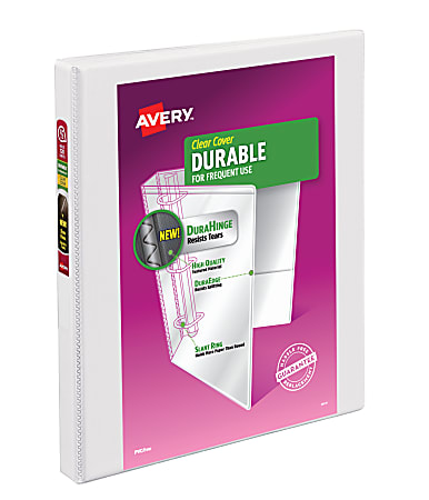 Avery® Durable View 3-Ring Binder, 1/2" Slant Rings, White