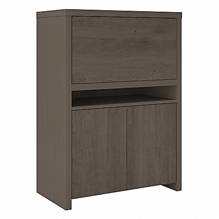Bush Furniture Bristol Modern Secretary Desk With Storage Cabinet, Restored Gray/Thread Gray, Standard Delivery