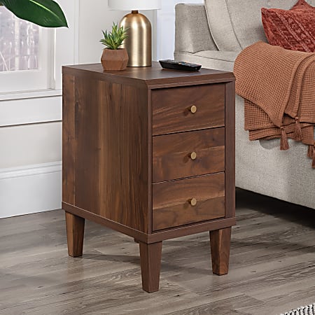 Sauder® Willow Place Mid-Century 2-Drawer Rectangle End Table, 24-1/2”H x 13-1/4”W x 19-1/4”D, Grand Walnut/Medium Finish
