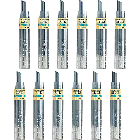 Pentel Super Hi-Polymer Leads - 0.7 mm , Medium Point - HB - Black Lead - 12 / Tube - 12 / Box