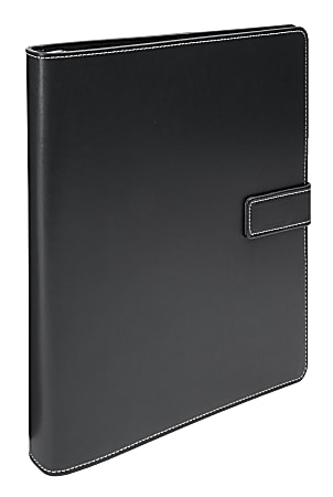 Office Depot® Brand Classic Style Magnetic Strap 3-Ring Binder, 1-1/2" Round Rings, Black
