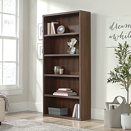 Sauder Optimum 73 12 H 5 Shelf Bookcase Spiced Mahogany - Office Depot