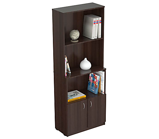 Inval 63"H Bookcase With Storage Area, Espresso-Wengue