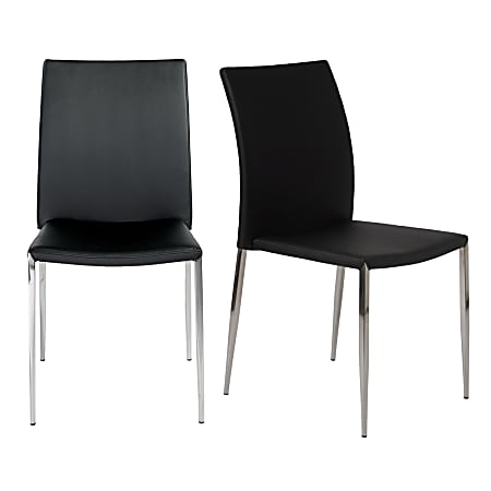 Eurostyle Diana Stacking Side Chairs, Black, Set Of 2 Chairs