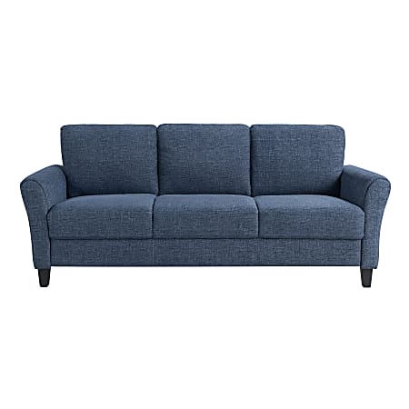 Lifestyle Solutions Winslow Sofa With Rolled Arms, 32-3/4”H x 80-1/3”W x 31-1/2”D, Blue