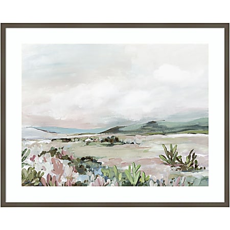 Amanti Art Wild Cactus Garden by Allison Pearce Wood Framed Wall Art Print, 41”W x 33”H, Gray