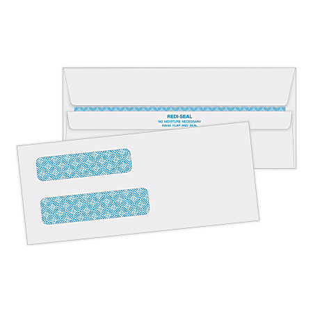 Quality Park® #8 5/8 Redi-Seal™ Double-Window Security Envelopes, Left Windows (Top/Bottom), Self-Seal, White, Box Of 500