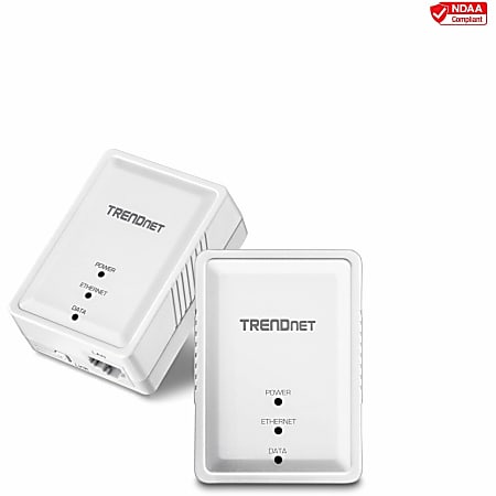 TRENDnet Powerline 500 AV Nano Adapter Kit, Includes 2x TPL-406E Adapters, Cross Compatible With Powerline 60 - TPL406E2K