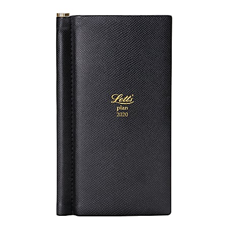 Letts® Legacy Weekly Planner, Sewn Binding with Classic Flexible Cover, 6" X 3-3/8", Black, January To December 2020