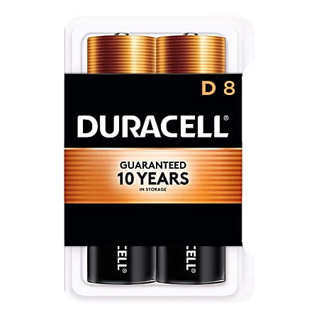 Duracell Coppertop D Alkaline Batteries, Pack Of 8, 1 Hang Hole Packaging