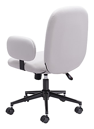 White Leather Desk Chair with Padded Arms by Zuo 