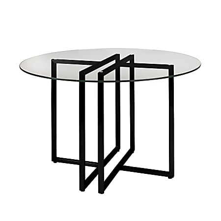 Eurostyle Legend Round Dining Table, 30”H x 42”W x 42”D, Matte Black/Clear