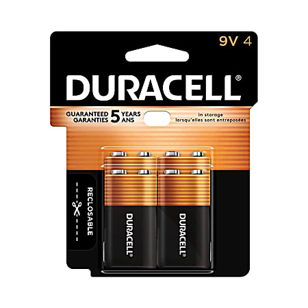 Duracell Coppertop 9 Volt Alkaline Batteries Pack Of 4 1 Hang Hole  Packaging - Office Depot