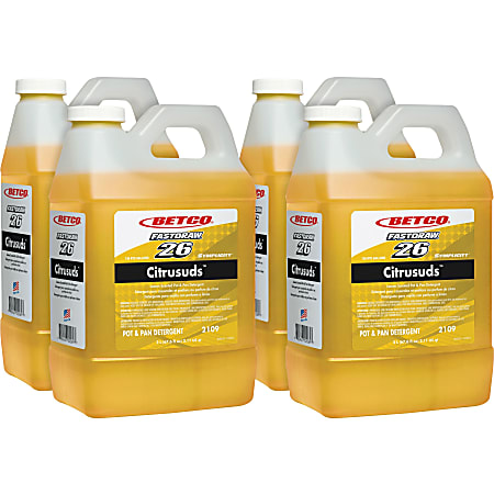 Betco Symplicity Citrusuds Pot/Pan Detergent - FASTDRAW 26 - Concentrate - 67.6 fl oz (2.1 quart) - Lemon Scent - 4 / Carton - Yellow