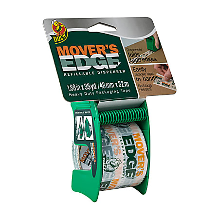 Duck® Mover's Edge Packing Tape In Refillable Handheld Dispenser, 1.88" x 35 Yd., Multicolor Print