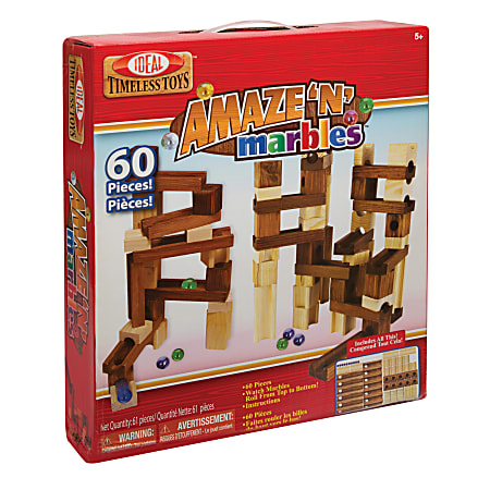 Ideal Amaze N Marbles 60 Piece Classic Wood Construction Set