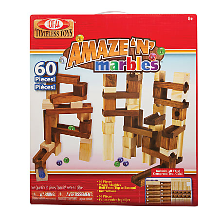 Ideal® Amaze-N-Marbles™ 60-Piece Classic Wood Construction Set