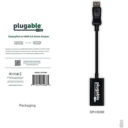 Plugable Active DisplayPort to HDMI Adapter Connect any