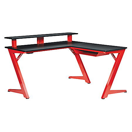 Office Star™ Avatar Battlestation 54"W L-Shaped Gaming Computer Desk, Red