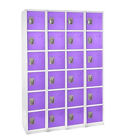 Alpine 6-Tier Steel Lockers, 72”H x 12”W x 12”D, Purple, Pack Of 4 Lockers